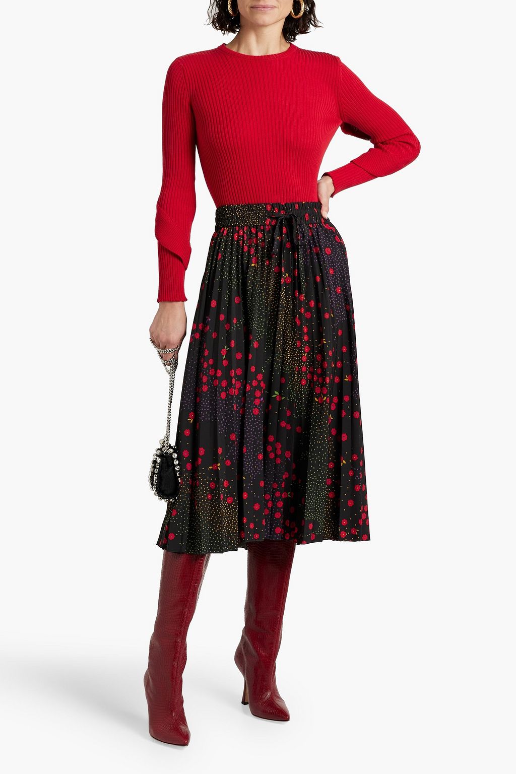 REDVALENTINO Gerippter Pullover aus Baumwolle mit Rüschen