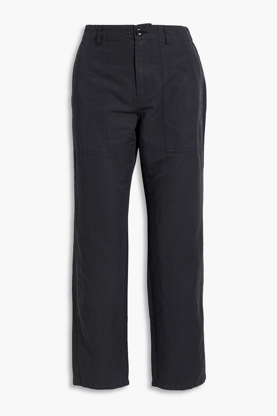 Alex Mill Neil Cotton And Linen-blend Straight-leg Pants In Black