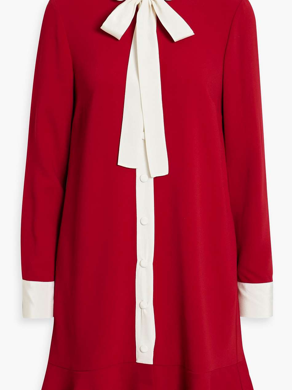 pussy-bow two-tone crepe mini dress