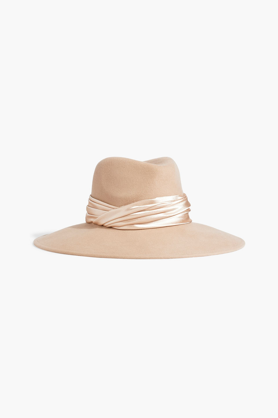 Eugenia Kim Emmanuelle Satin-trimmed Wool-felt Fedora In Beige