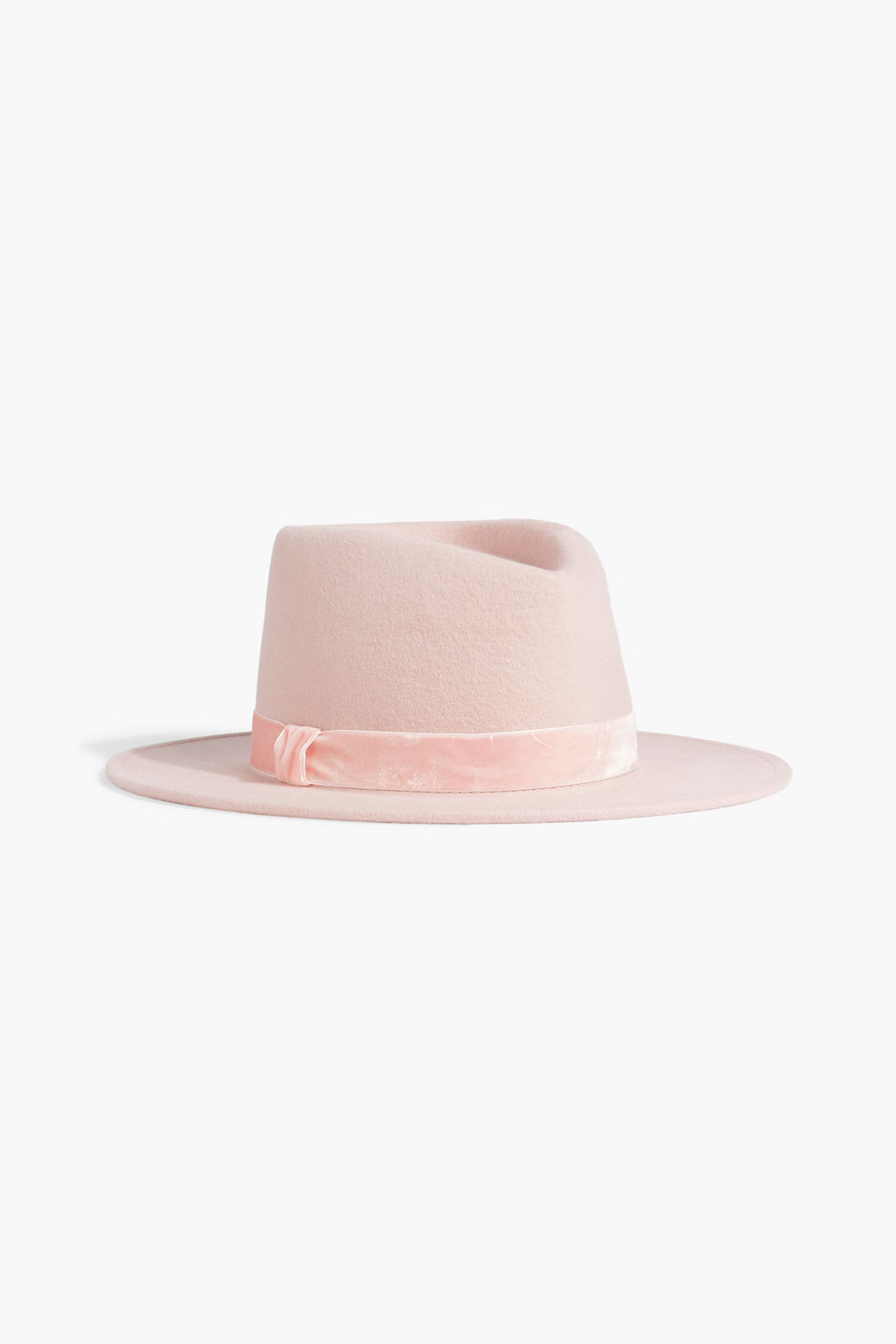 Eugenia Kim Blaine Velvet-trimmed Wool-felt Fedora In Pastel Pink