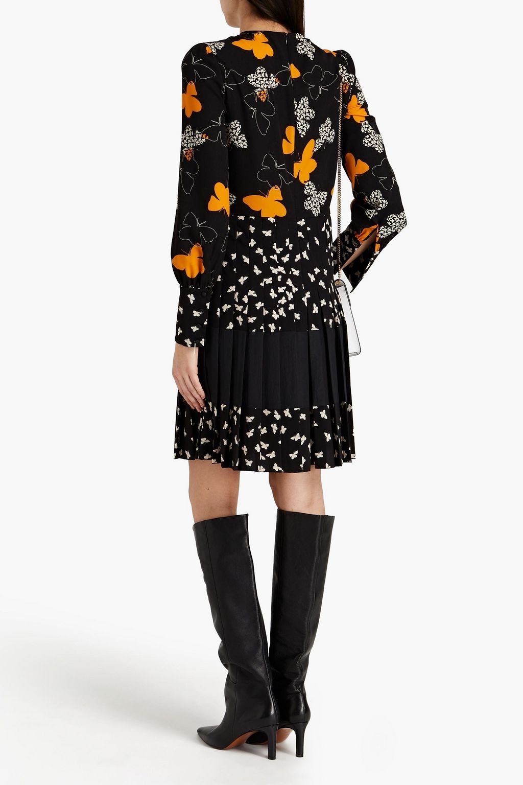 REDVALENTINO Pleated printed crepe mini dress