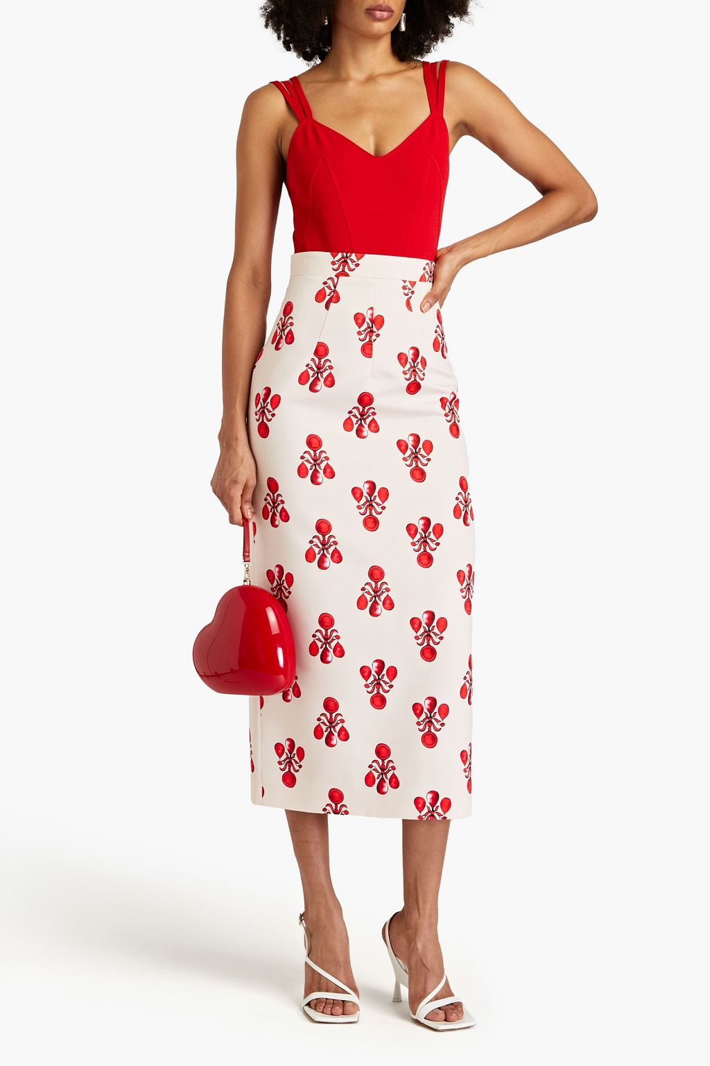 EMILIA WICKSTEAD Lorinda printed faille midi skirt