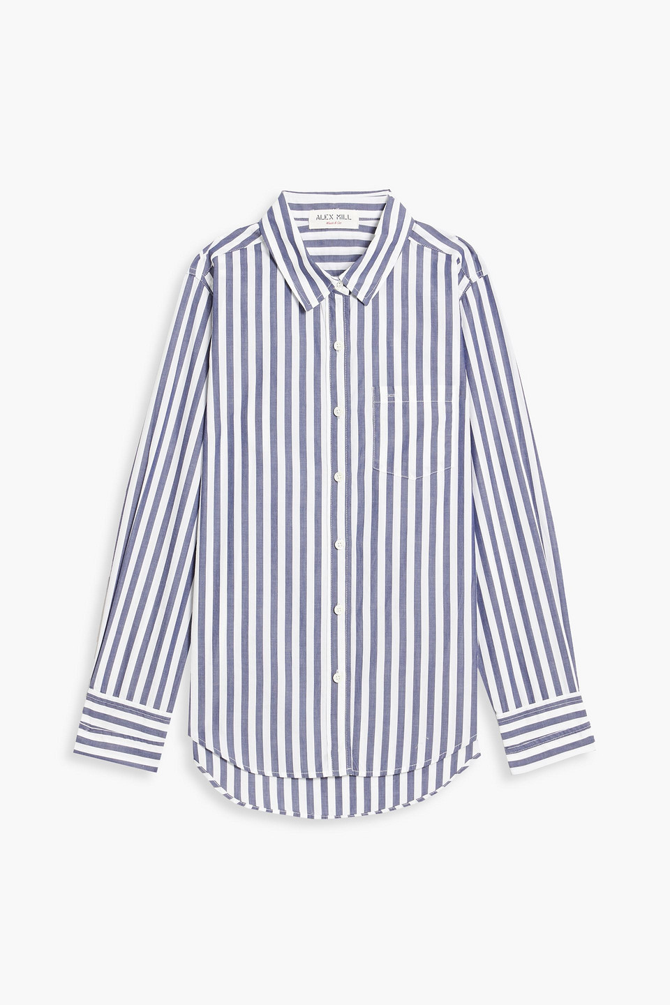 Alex Mill Wyatt Striped Cotton-poplin Shirt In Navy