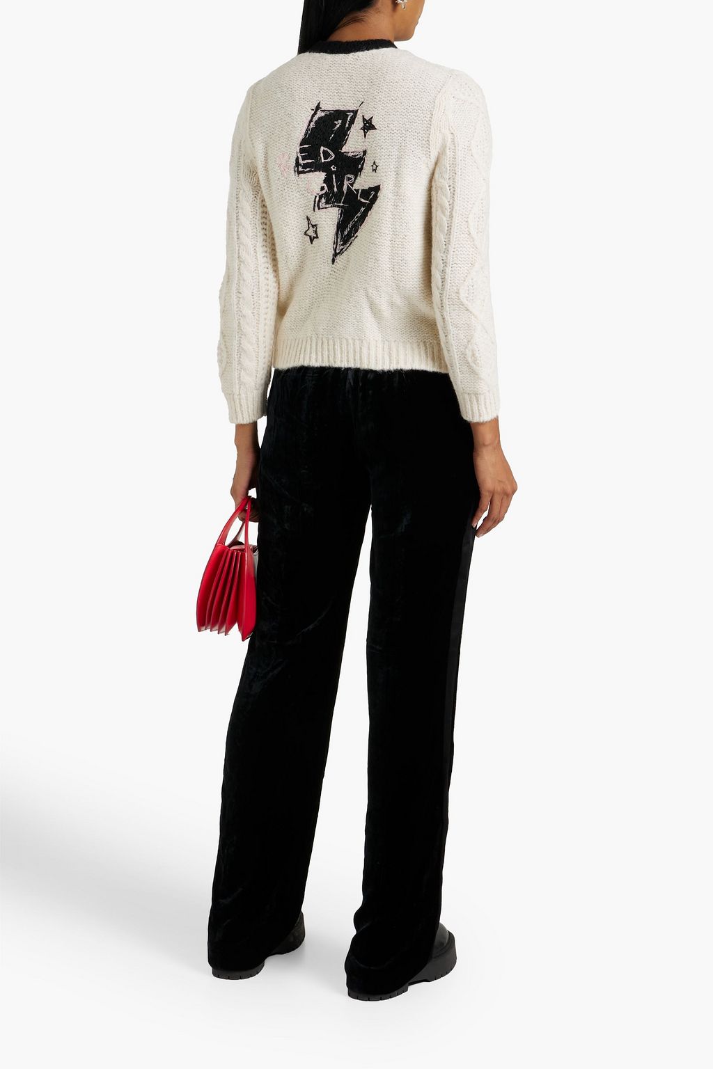 REDVALENTINO Fringed cable-knit cardigan | THE OUTNET