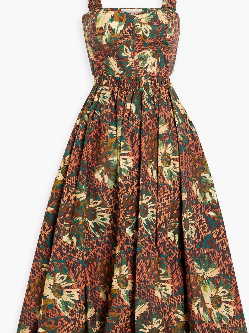 olympia cutout printed cotton midi dress