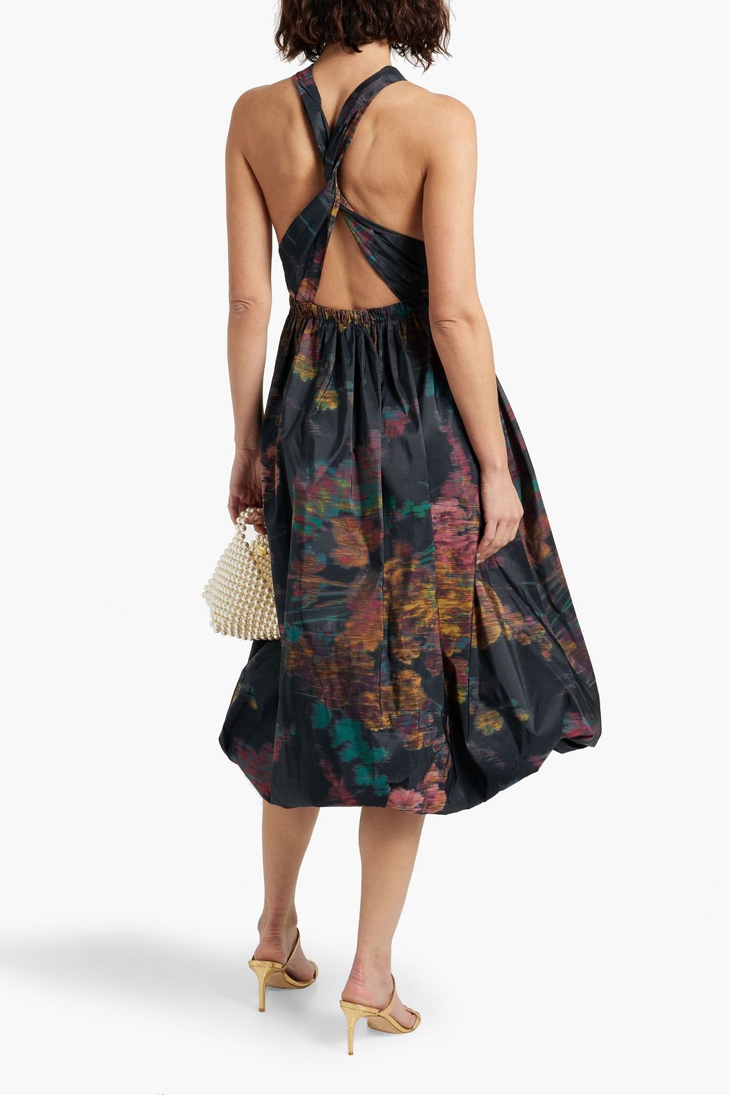 ULLA JOHNSON Leyna gathered printed taffeta midi dress