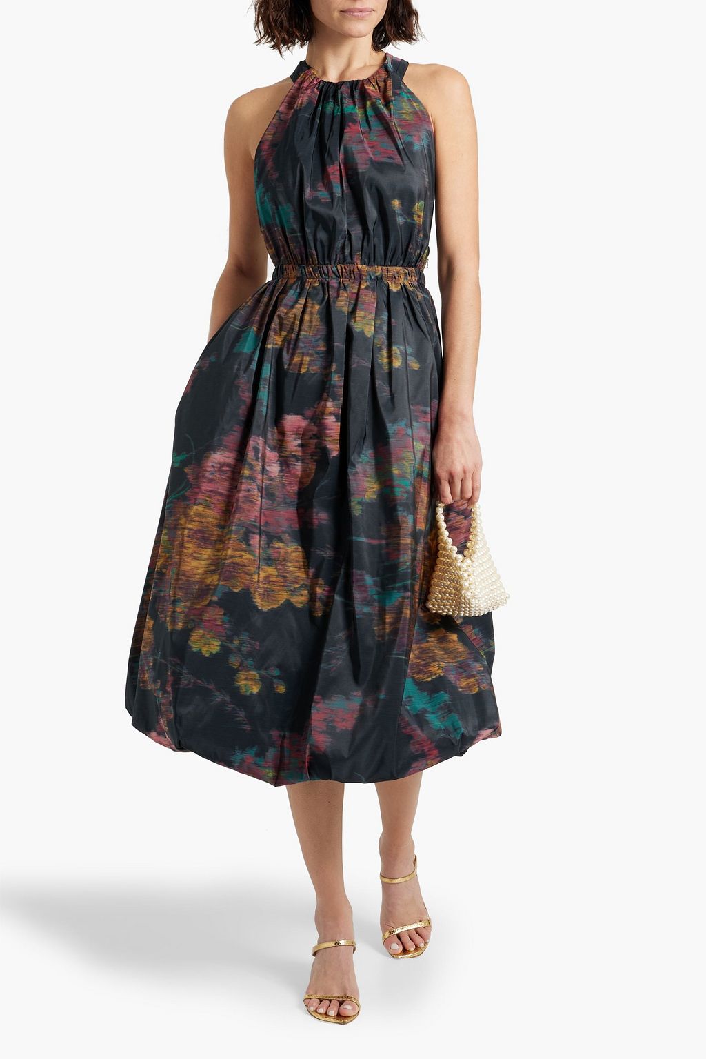 ULLA JOHNSON Leyna gathered printed taffeta midi dress