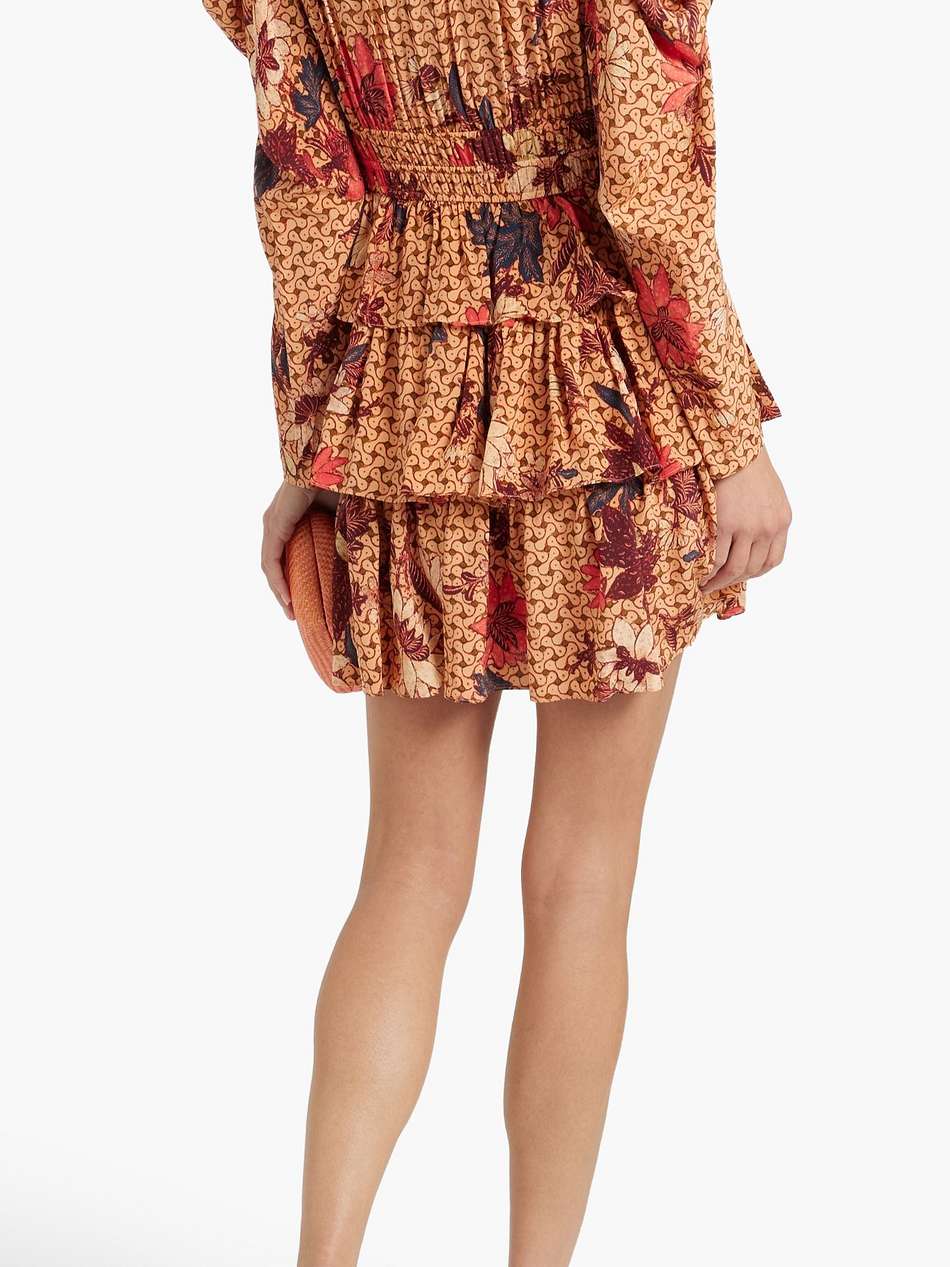 oni ruffled printed silk crepe de chine mini dress