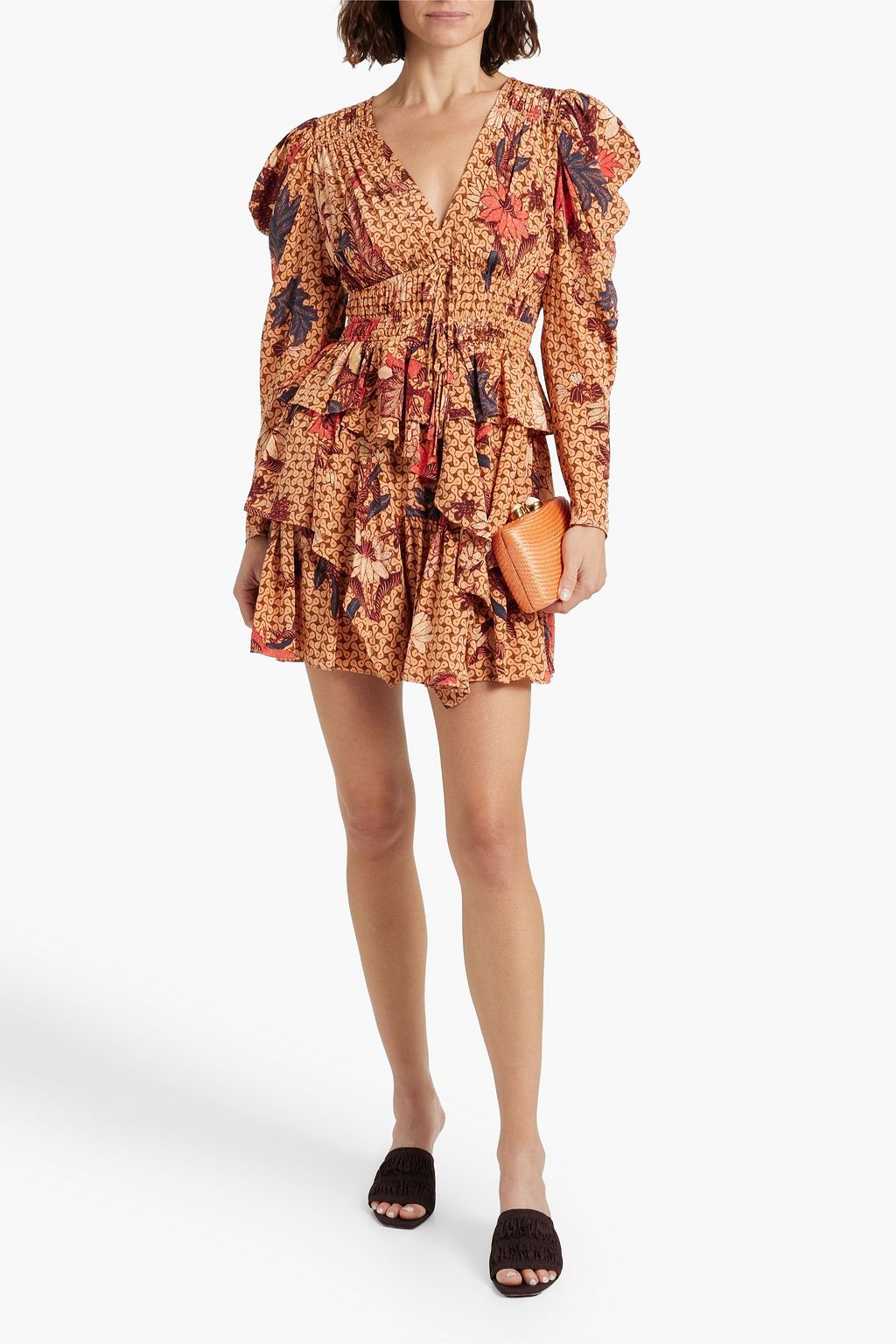 ULLA JOHNSON Oni ruffled printed silk crepe de chine mini dress | THE ...