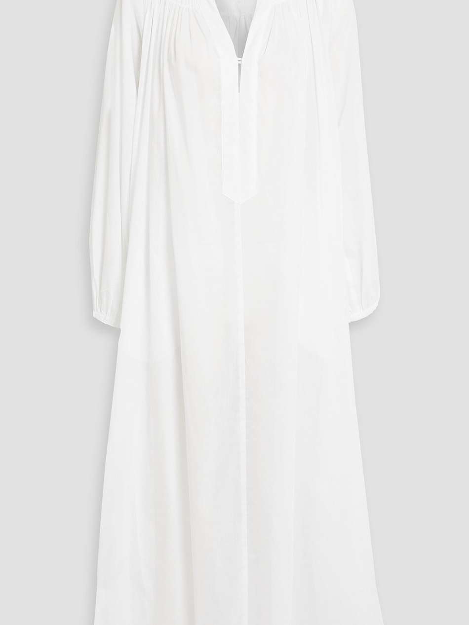 pippa shirred cotton-voile maxi dress