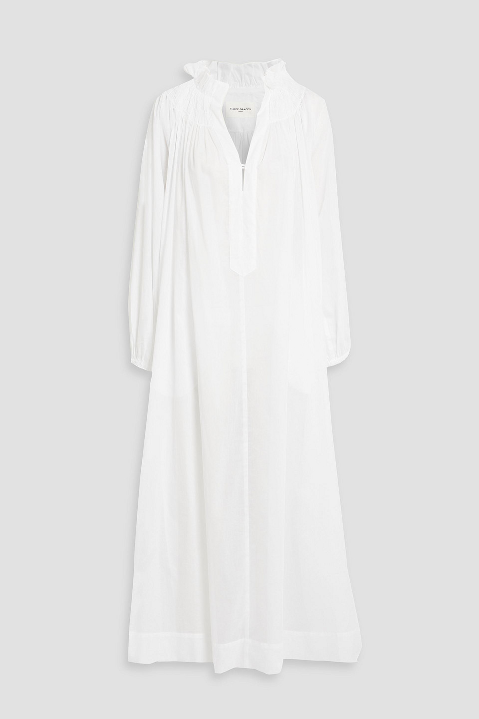 Pippa shirred cotton-voile maxi dress