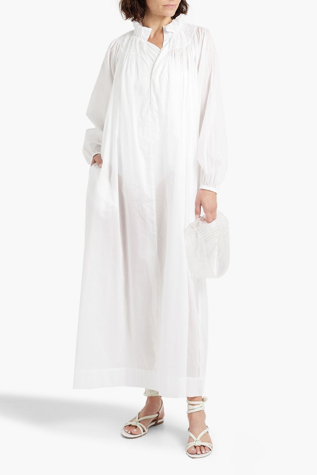 THREE GRACES LONDON Pippa shirred cotton-voile maxi dress