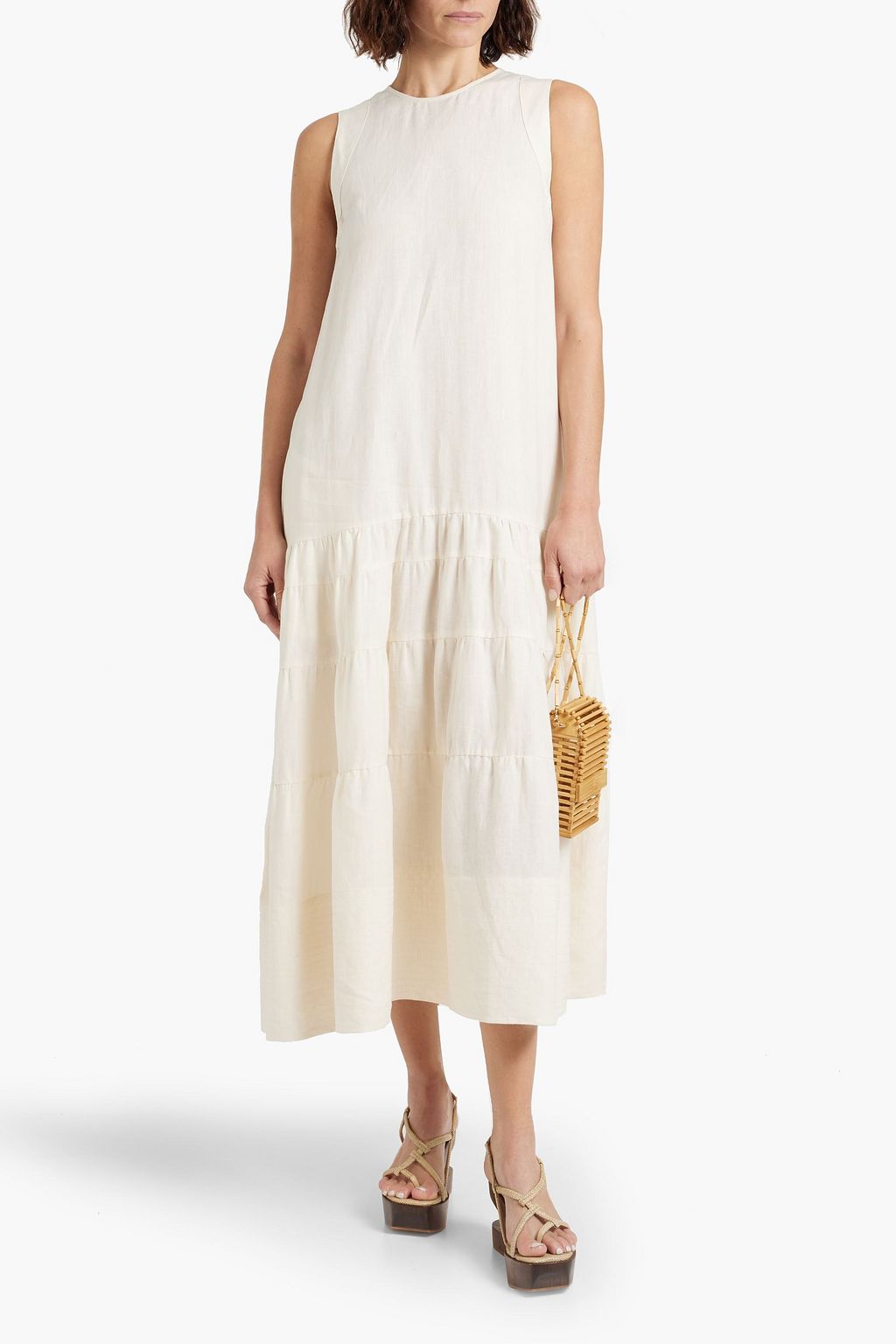 THREE GRACES LONDON Abigail gathered linen midi dress
