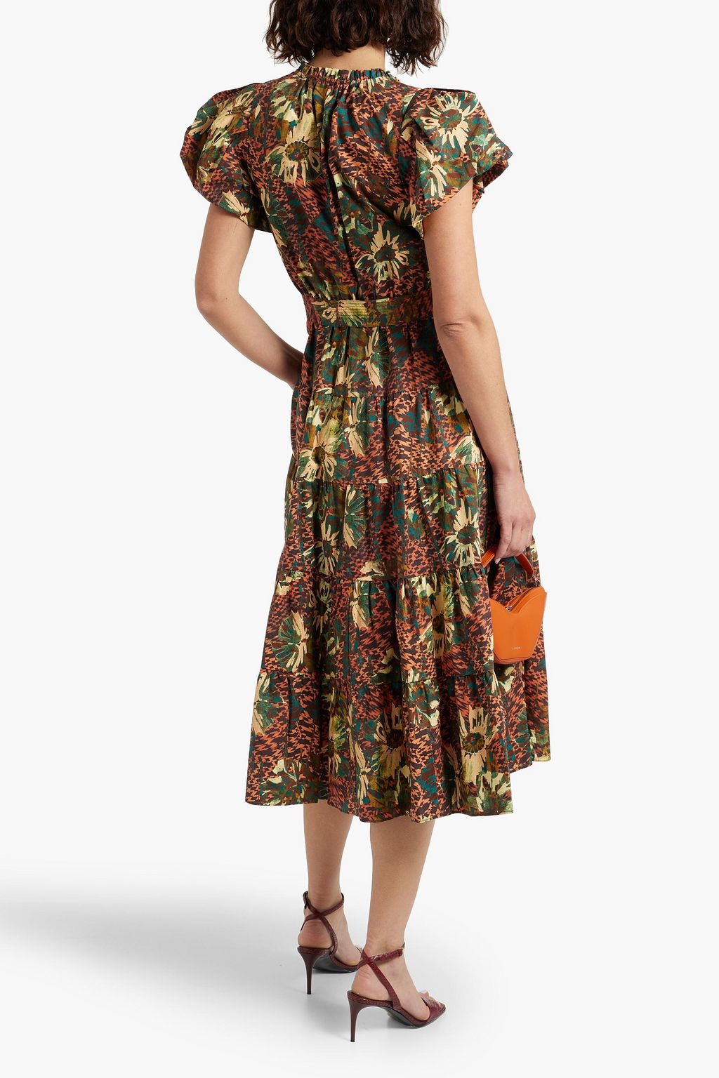 ULLA JOHNSON Ottilie tiered printed cotton midi dress | THE OUTNET