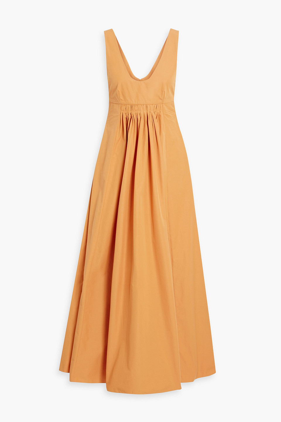 Laurette cutout gathered cotton-poplin maxi dress