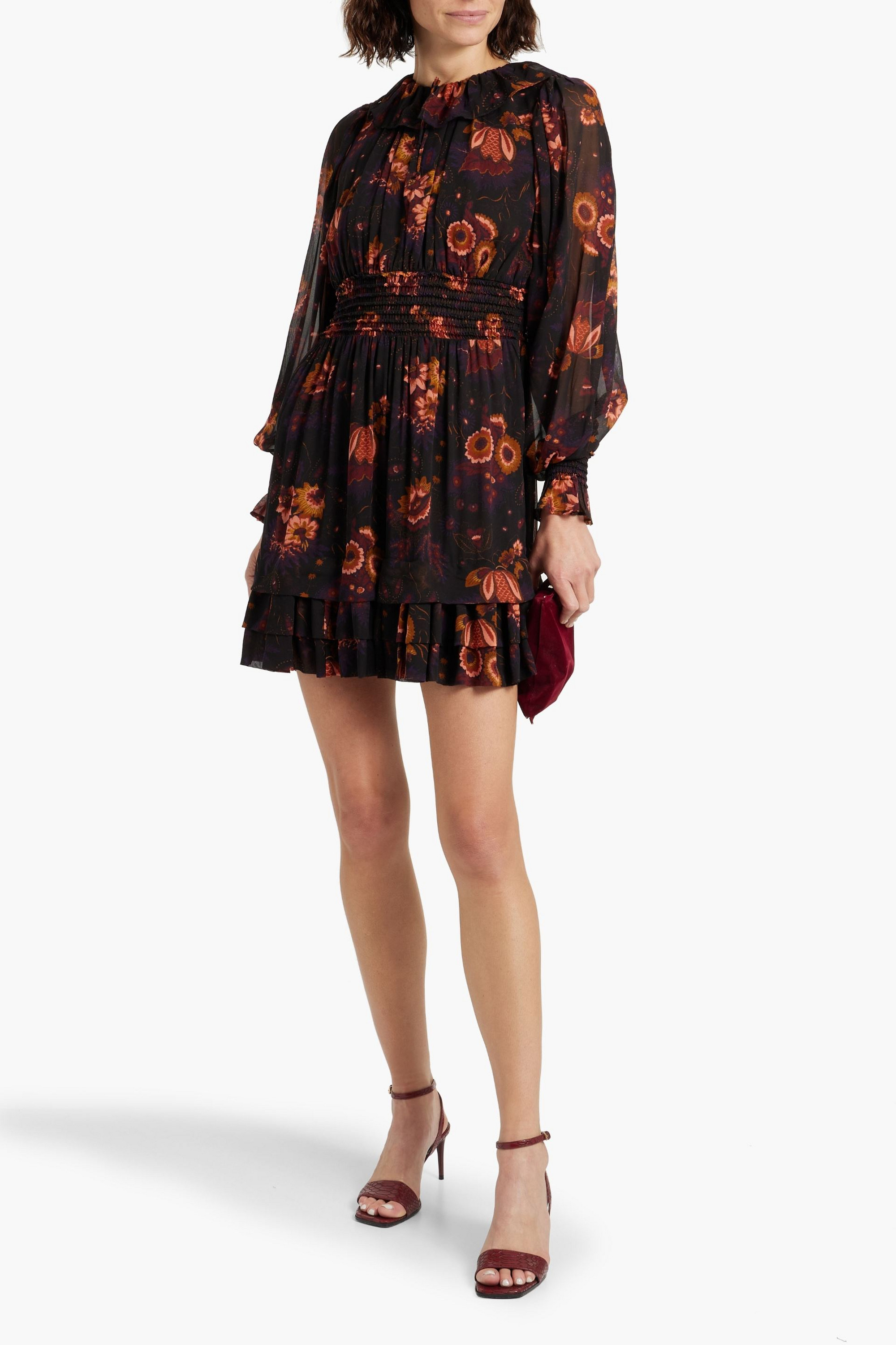 Ulla Johnson Adara ruffled floral-print silk-chiffon mini dress