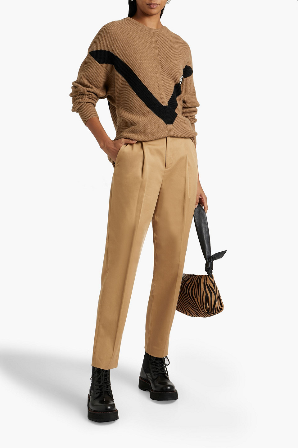 Red Valentino Cotton-blend Twill Tapered Pants In Camel