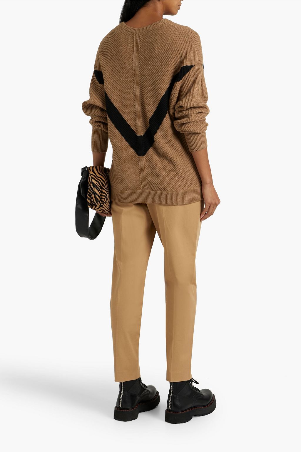 REDVALENTINO Striped ribbed-knit sweater