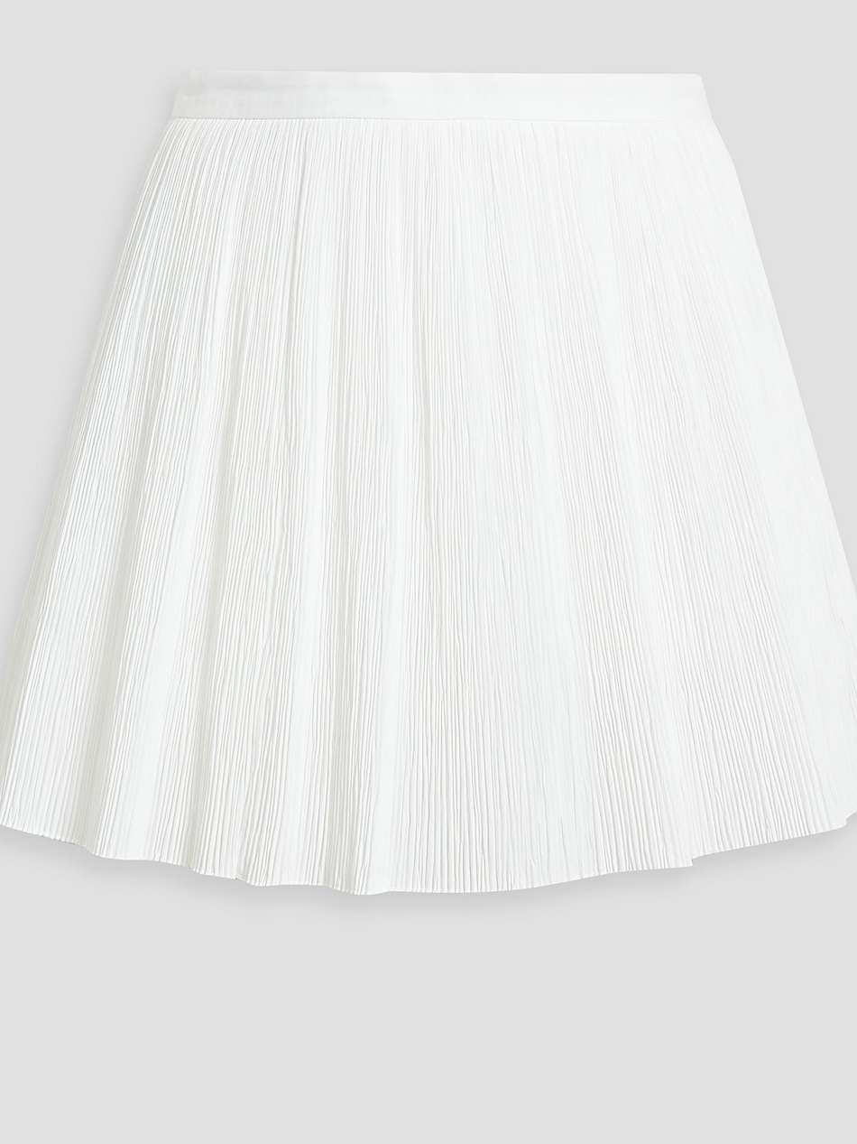 skirt-effect plissé cotton-blend poplin shorts