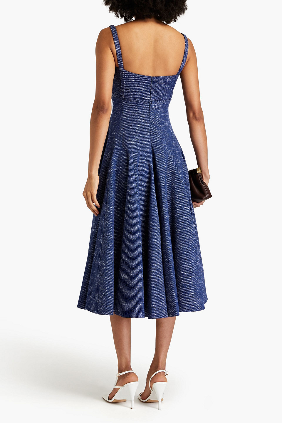 Shop Emilia Wickstead Freya Cotton-blend Twill Midi Dress In Mid Denim