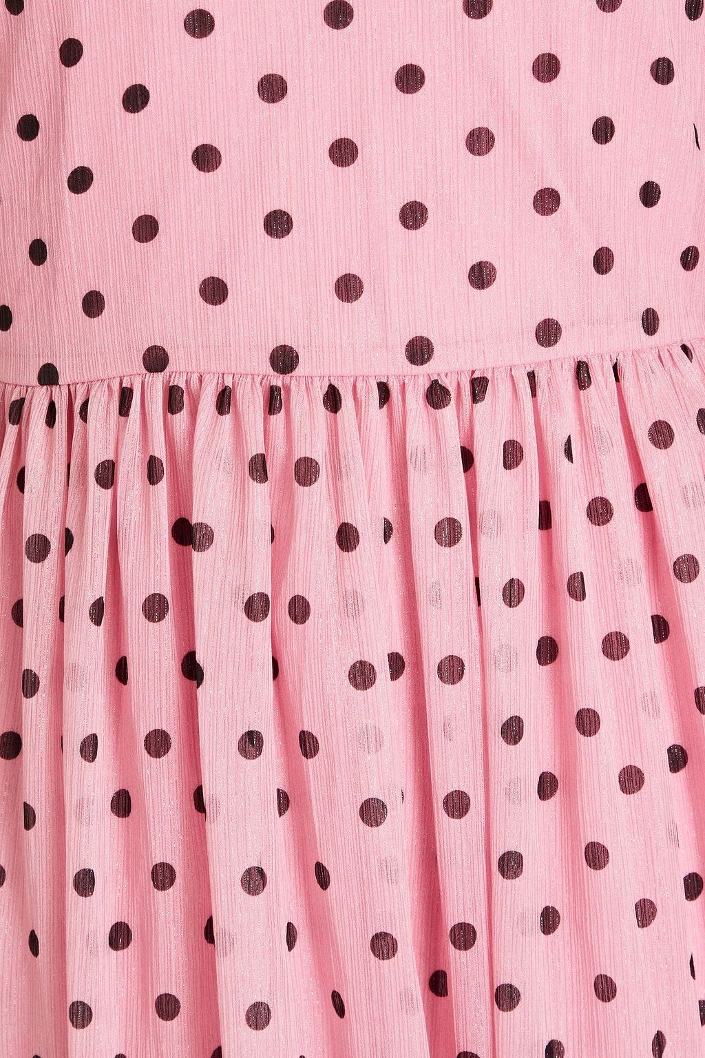 REDVALENTINO Gathered metallic polka-dot crepon midi dress