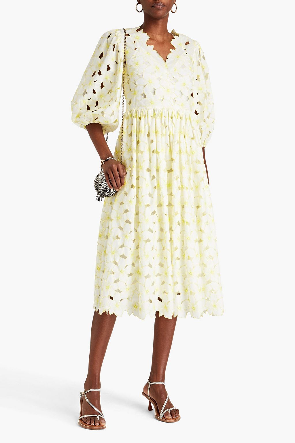 REDVALENTINO Two-tone lace midi dress