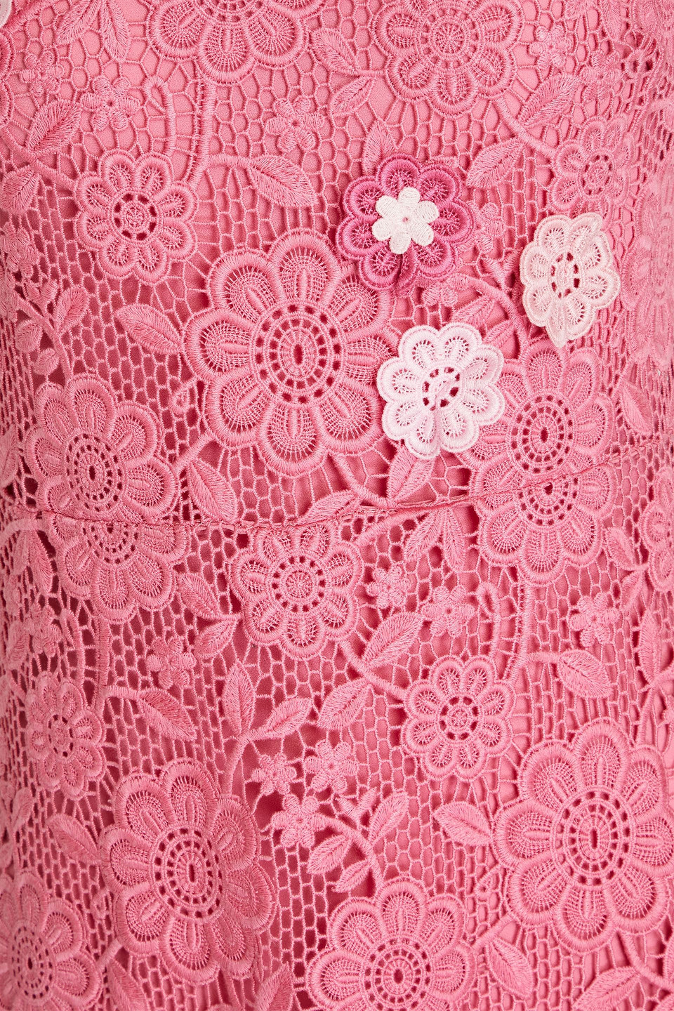 Red Valentino Floral-appliquéd Macramé Lace Midi Dress In Bubblegum