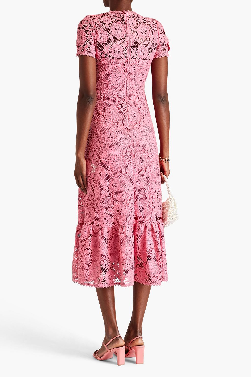 REDVALENTINO Appliquéd guipure lace midi dress