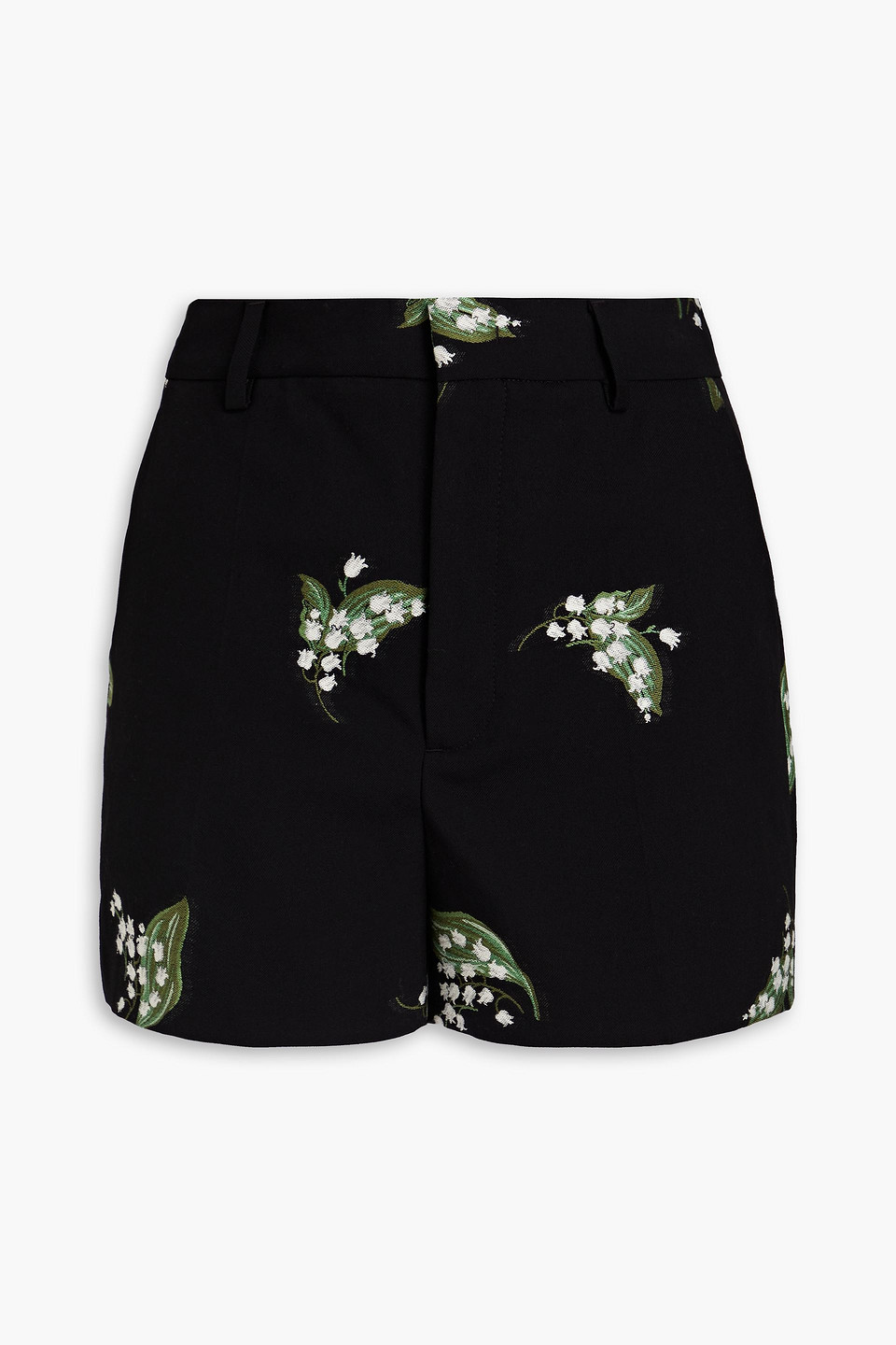 Red Valentino Fil Coupé Cotton-blend Twill Shorts In Black