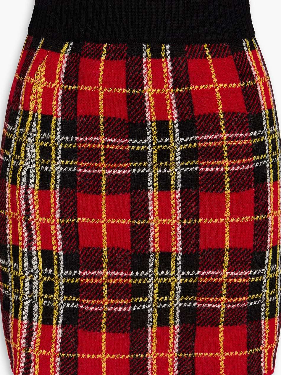 checked wool mini skirt
