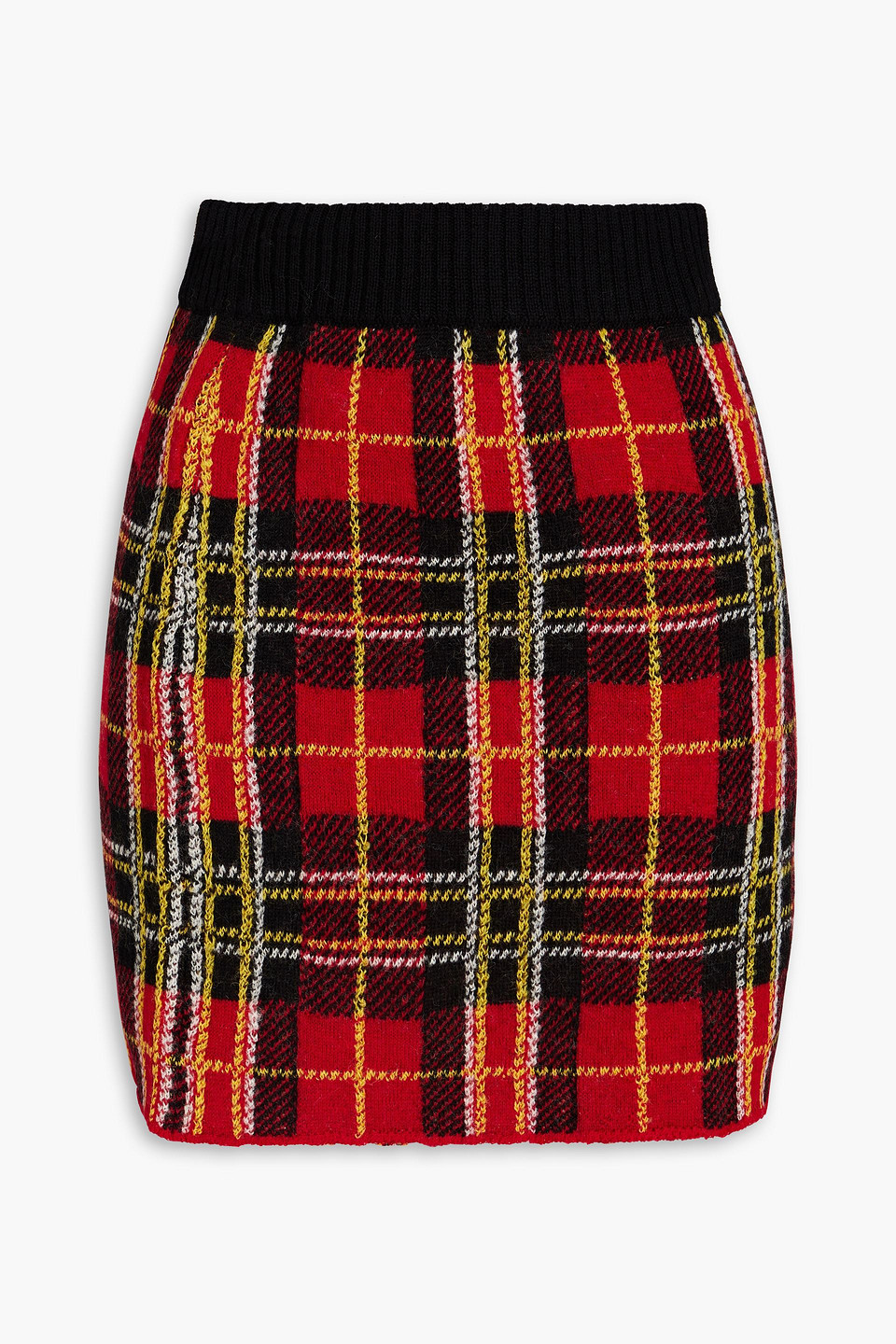 Red Valentino Checked Wool Mini Skirt In Red