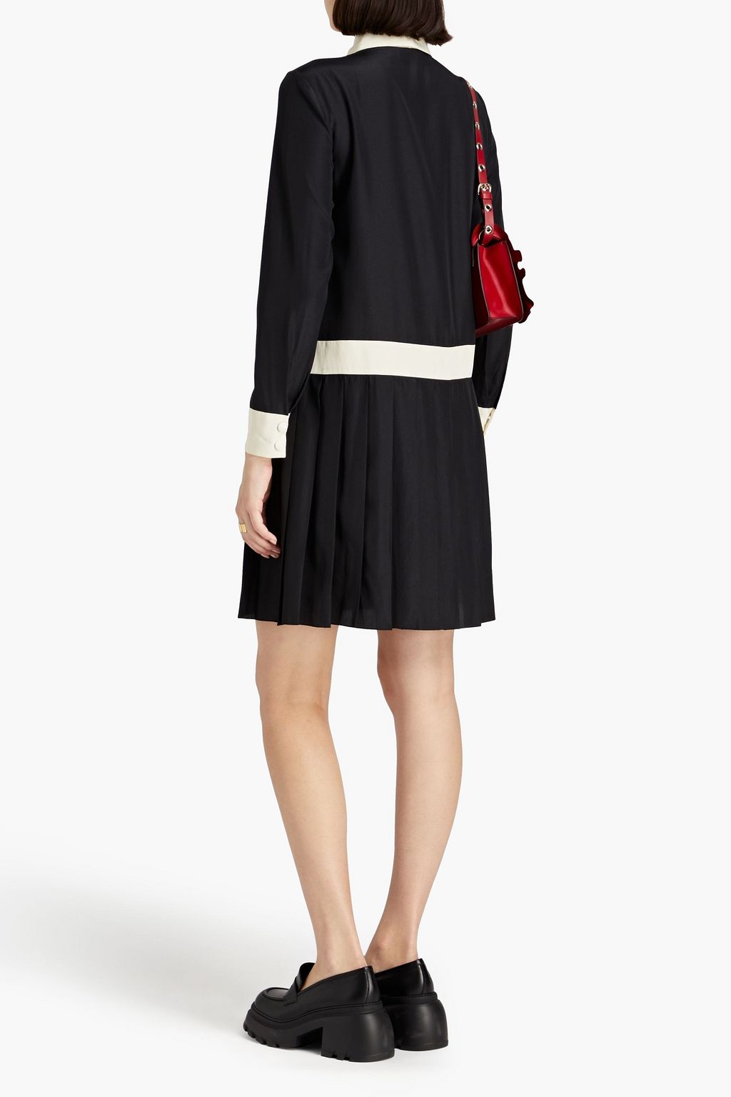 REDVALENTINO クレープデシン ミニワンピース リボンタイ