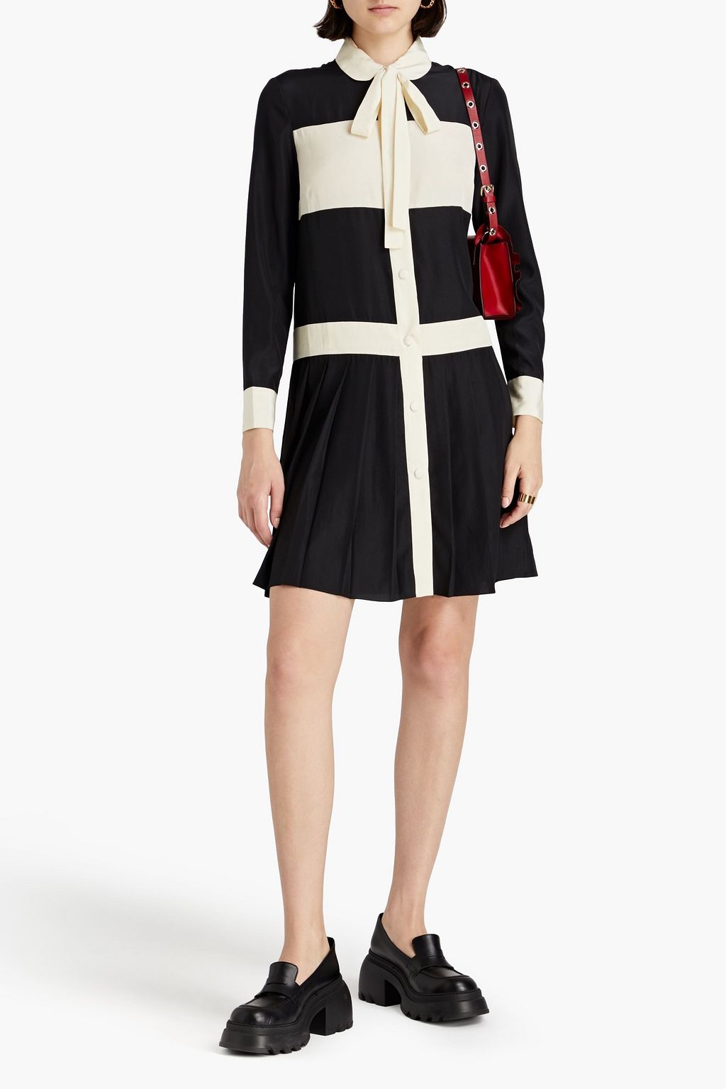 REDVALENTINO クレープデシン ミニワンピース リボンタイ