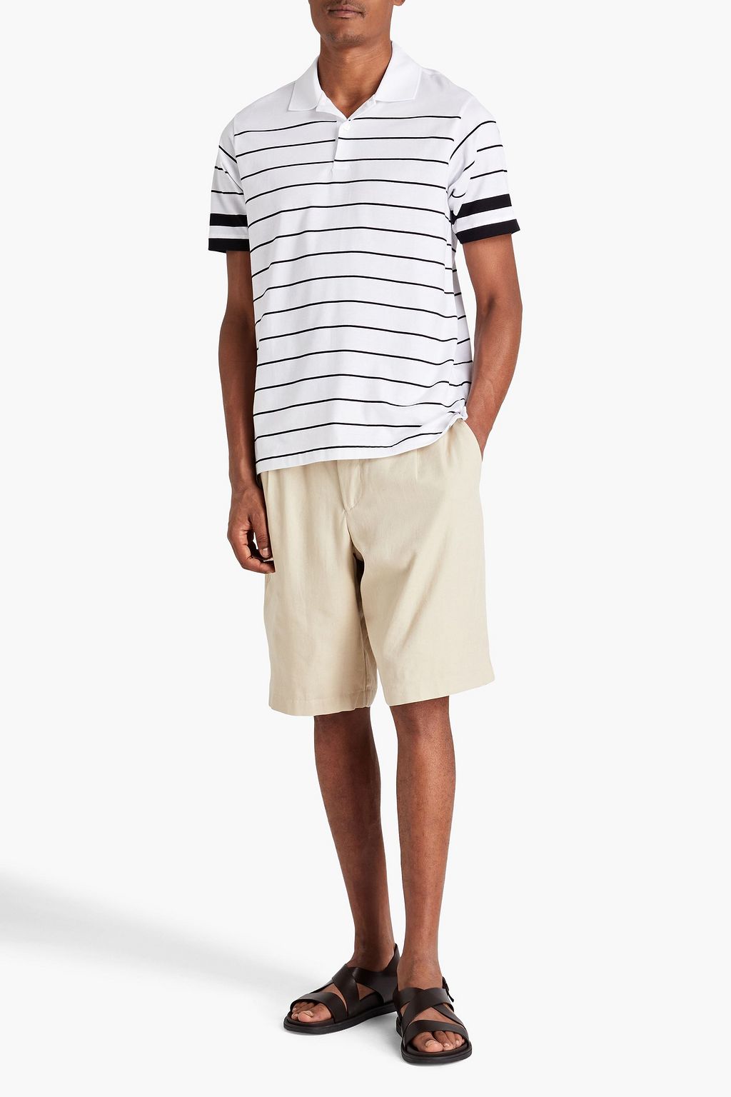 DUNHILL Striped cotton-jersey polo shirt
