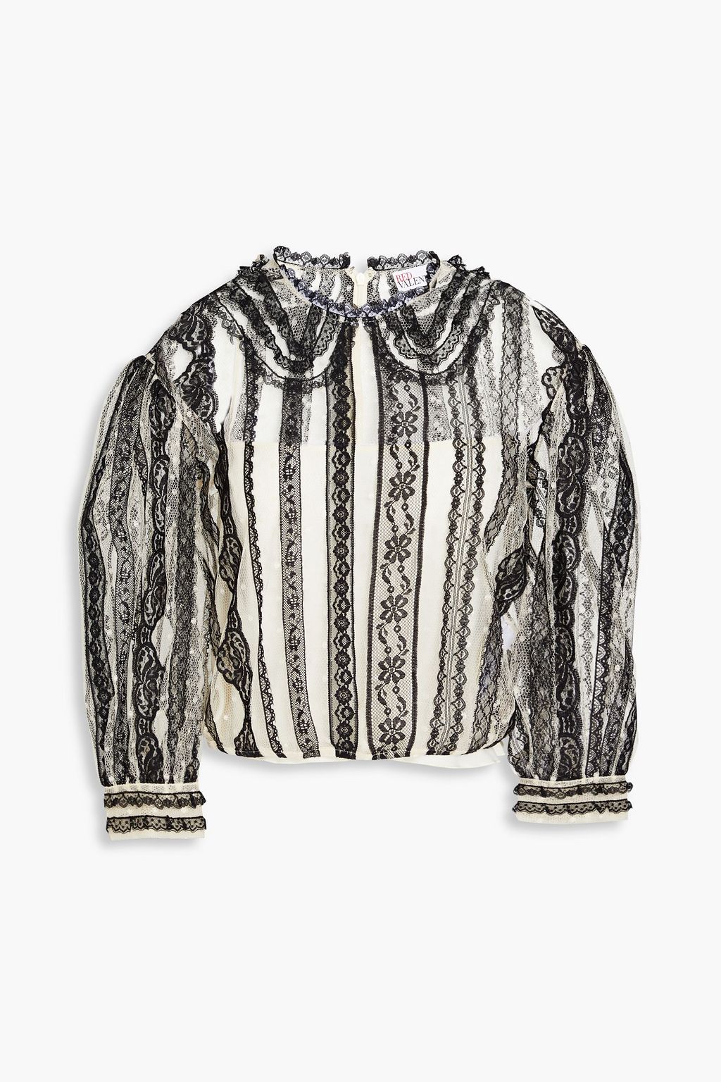 Point d espirit paneled lace top