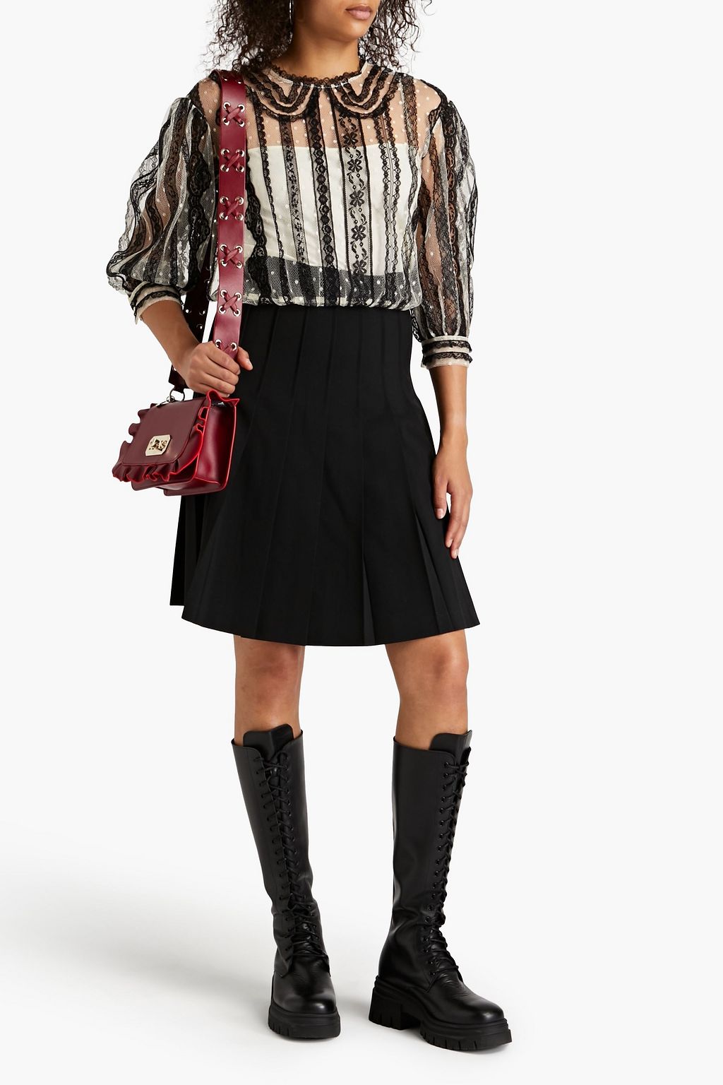 REDVALENTINO レース トップス ドットチュールパネル