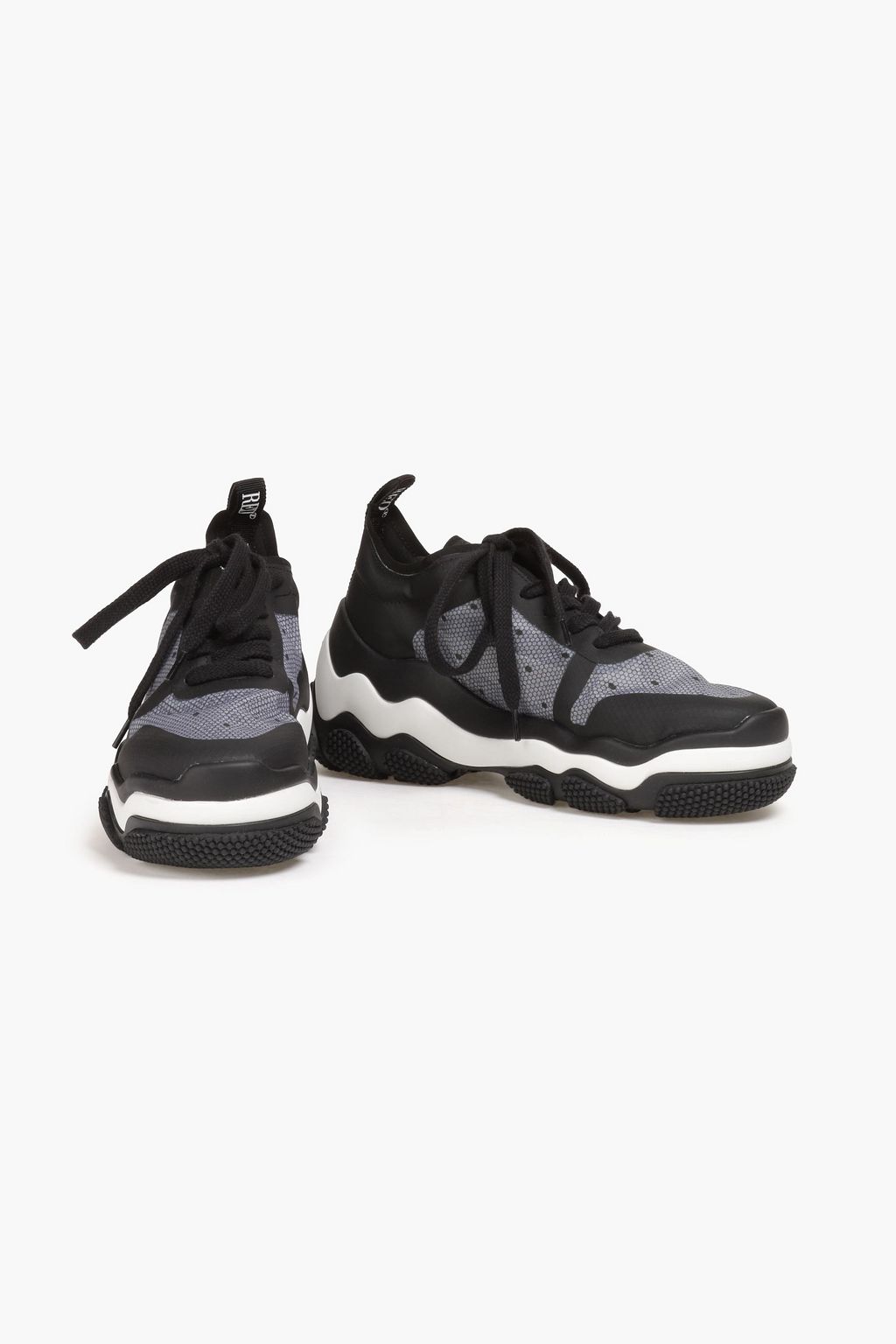 RED(V) Glam Run point d'esprit and faux leather sneakers