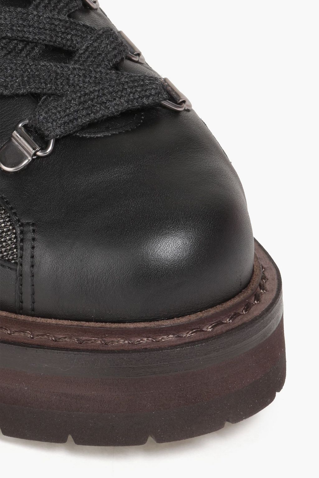BRUNELLO CUCINELLI Bead-embellished leather hiking boots