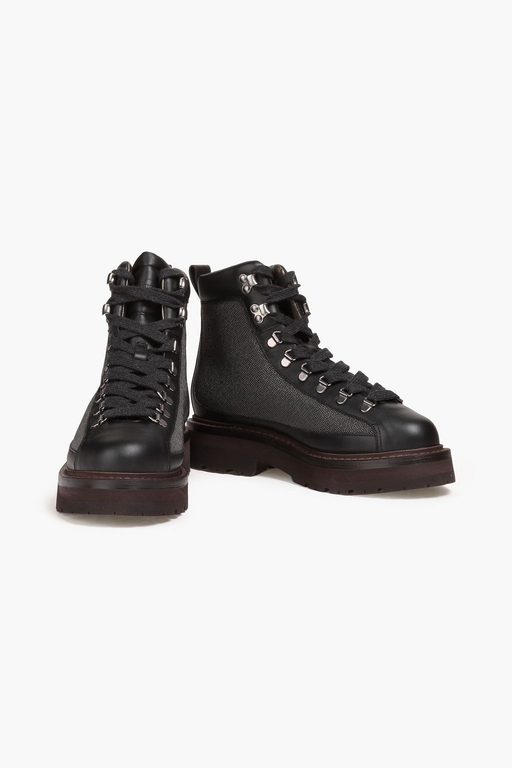 BRUNELLO CUCINELLI Bead-embellished leather hiking boots