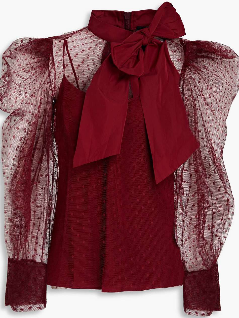 pussy-bow point d'esprit blouse