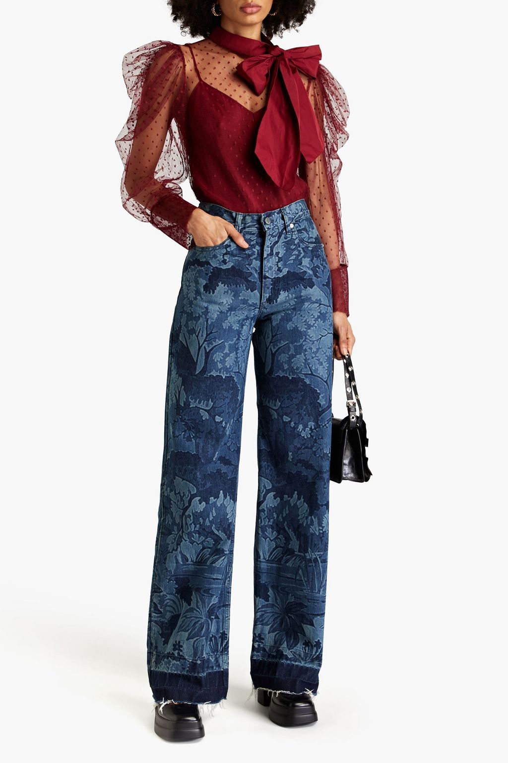 REDVALENTINO Pussy-bow point d'esprit blouse