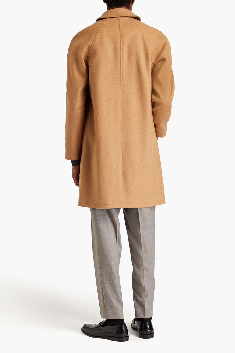 Shop Apc Wool-blend Felt Coat In Camel