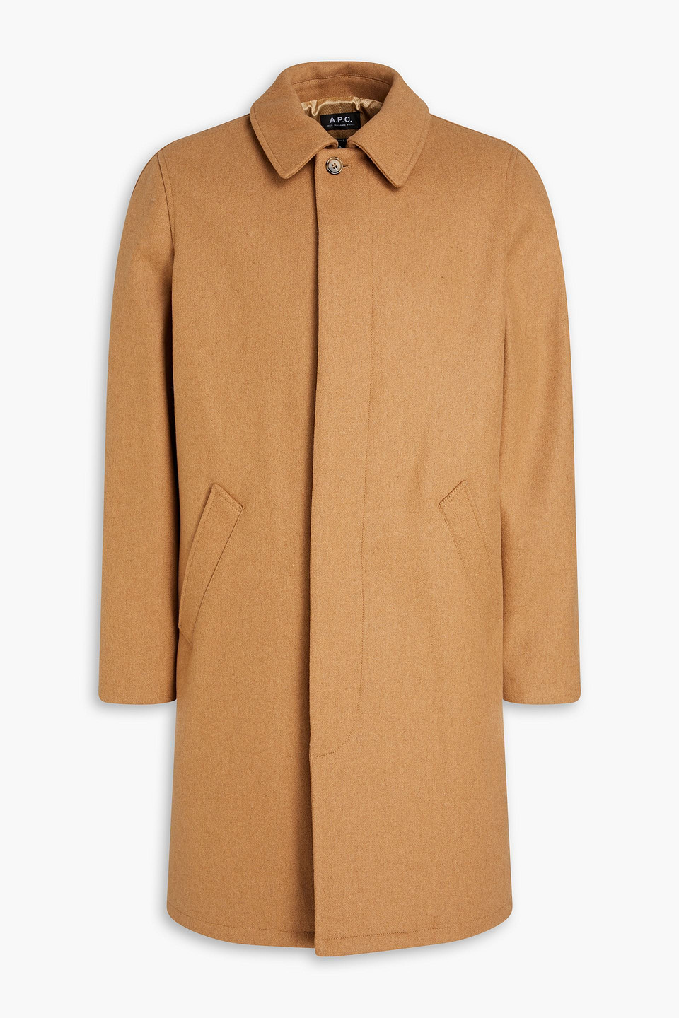 Apc Wool-blend Felt Coat In Camel