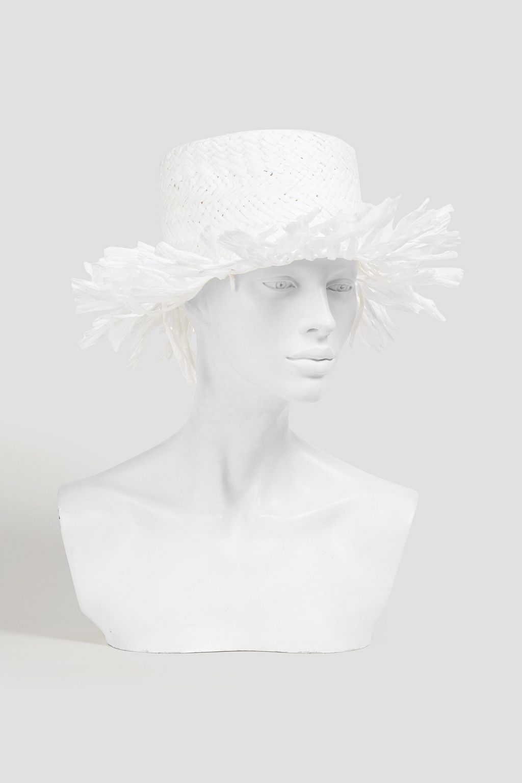 RED(V) Fringed faux raffia hat