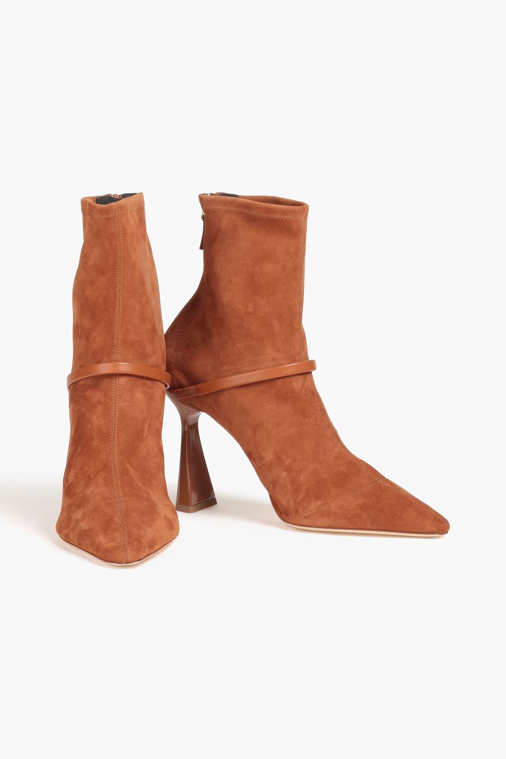MALONE SOULIERS Oliana 95 leather-trimmed suede sock boots