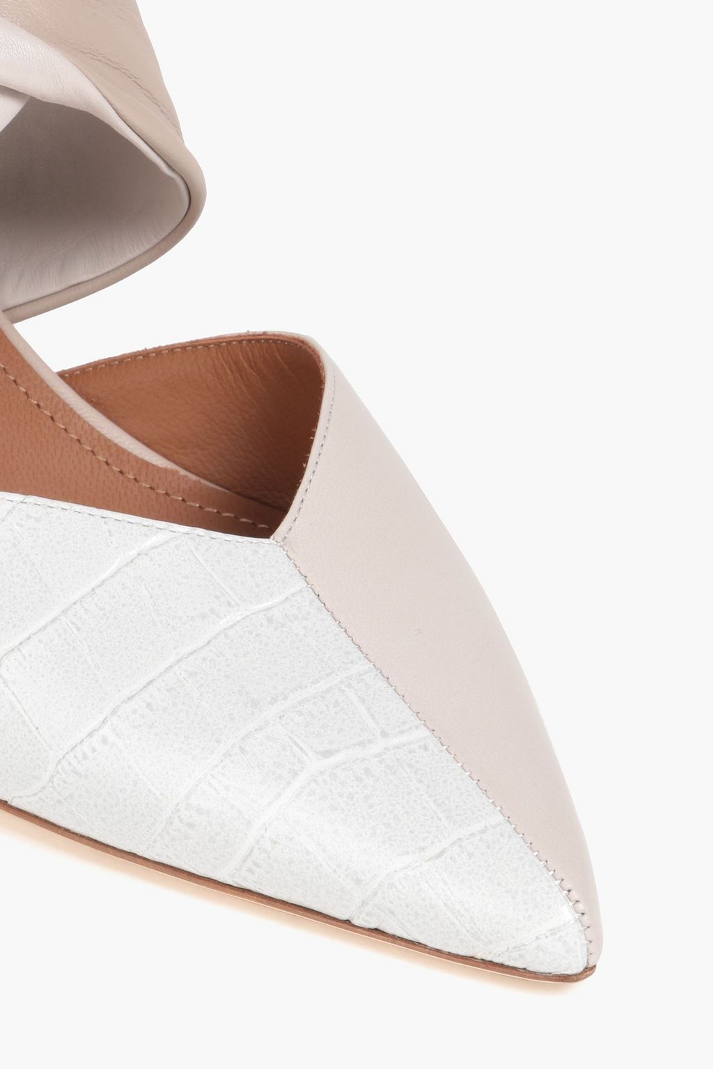 MALONE SOULIERS 메이지 트위스트 45 스무스 & 크로커다일 이펙트 가죽 뮬