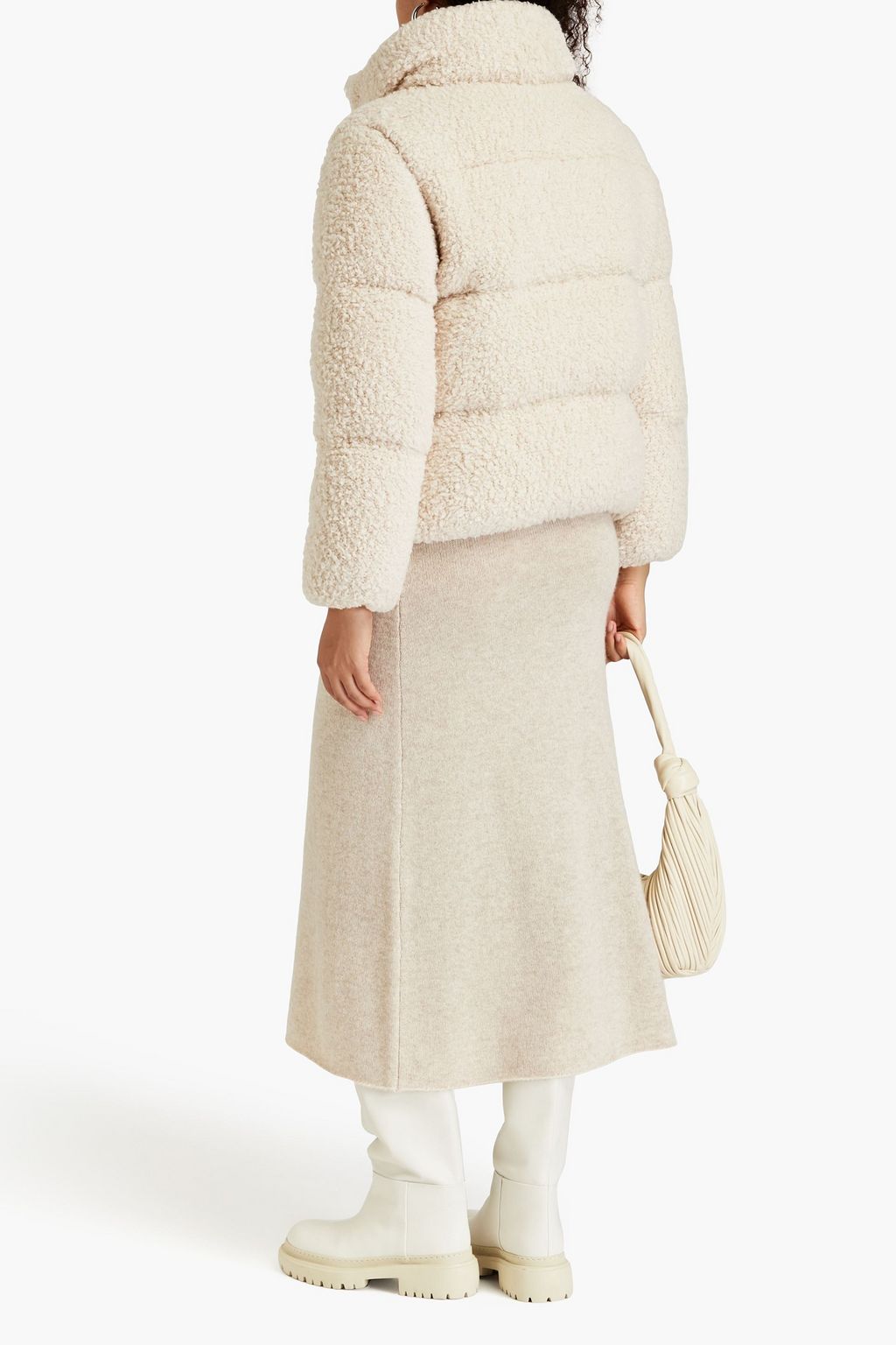 BRUNELLO CUCINELLI カシミヤ混ブークレ ダウンジャケット キルティング