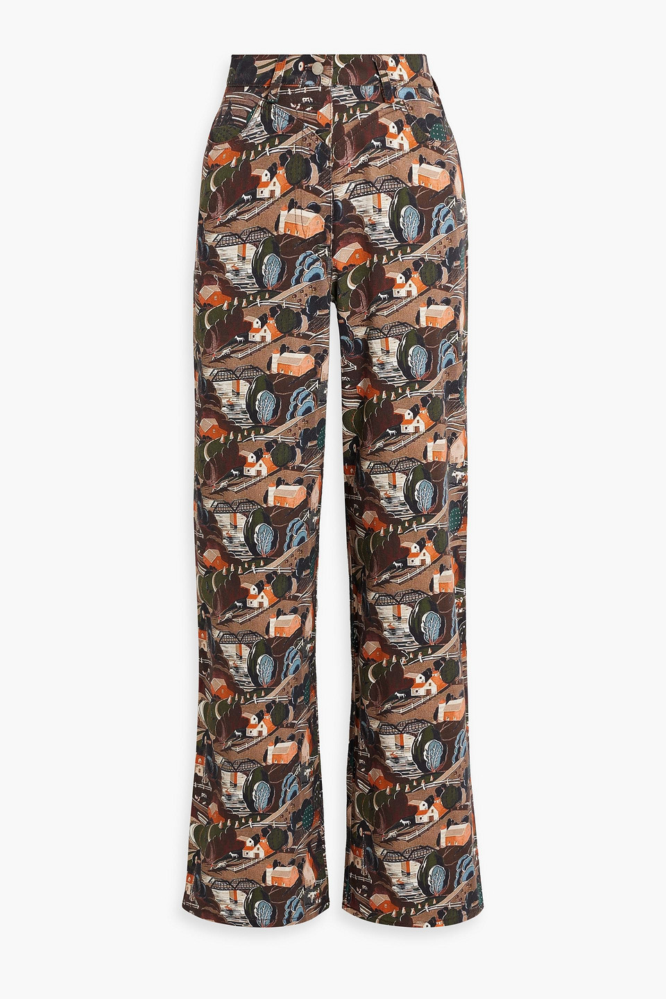 Shrimps Gerade Hose Mit Grafischem Print In Light Brown