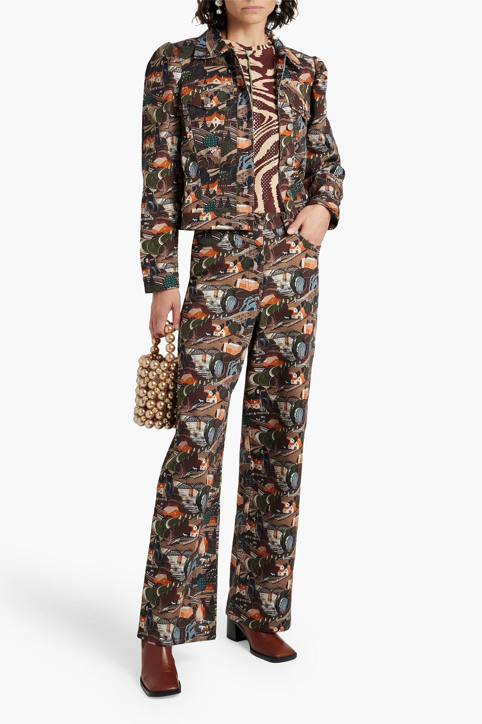 SHRIMPS JEMIMA PRINTED COTTON-TWILL WIDE-LEG PANTS